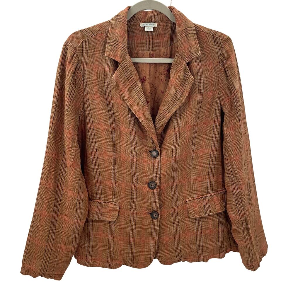 Sundance Edson Blazer Hill Plaid Linen S